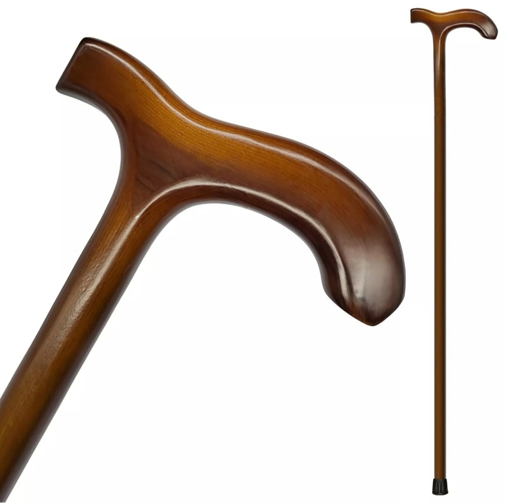 FLYDRUM Wooden Walking Cane For Men And Women, One-Piece Wood Cane, 36 Inch Wood